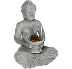 Buda con vela Ishaan de cemento